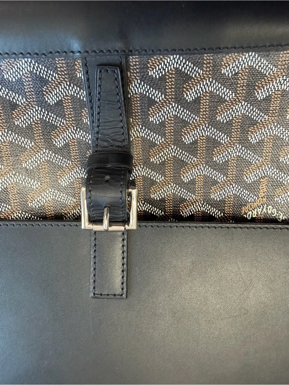 Goyard Black & Brown Goyardine Citadin Briefcase